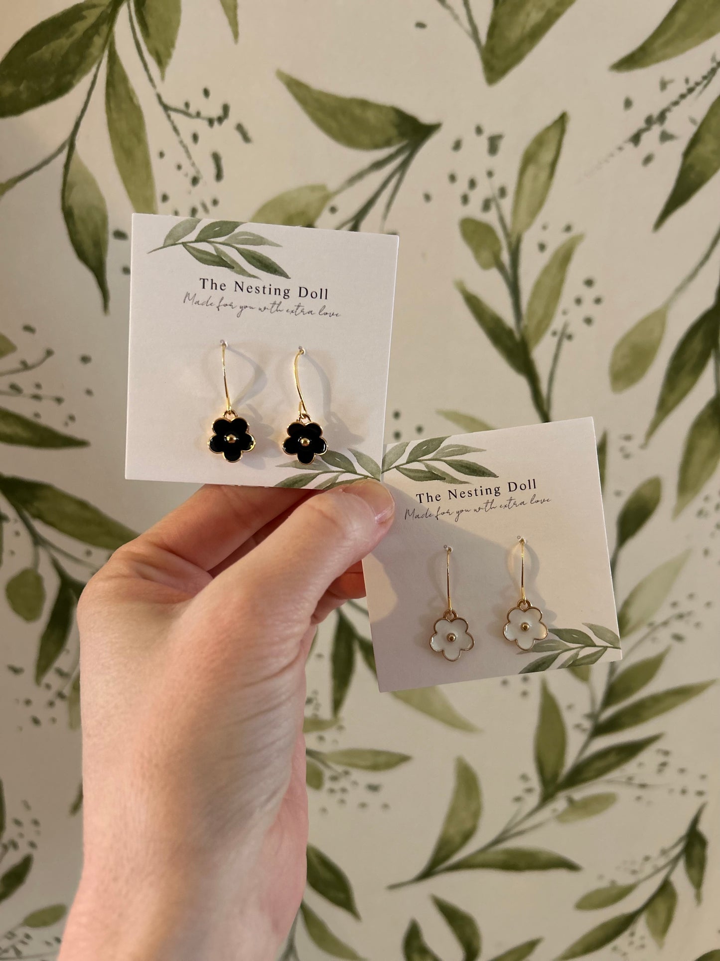 Dainty Flower Dangles (white or black)