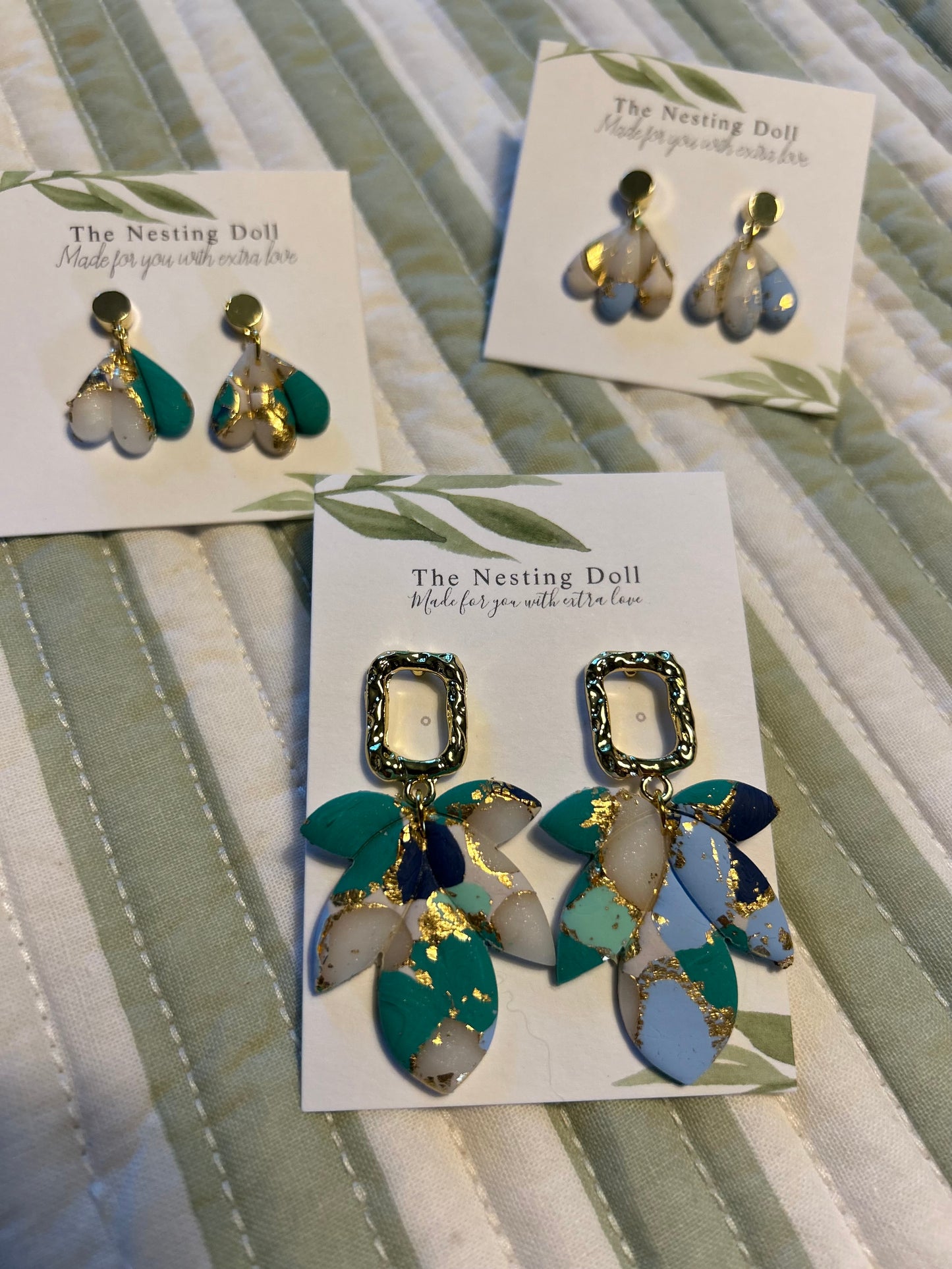 Blue Marbled Statement Dangle 2