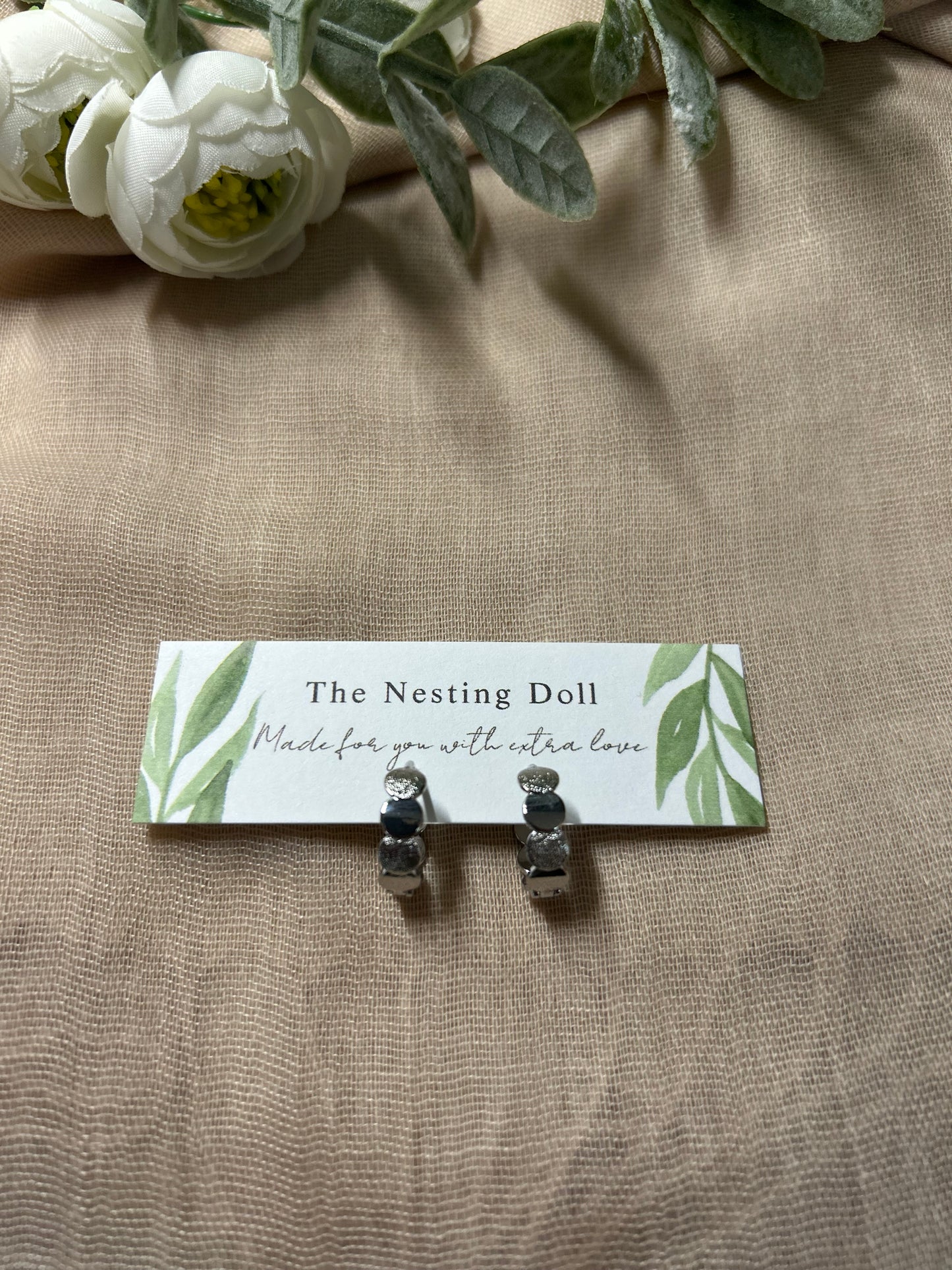 Silver Textured Hoops