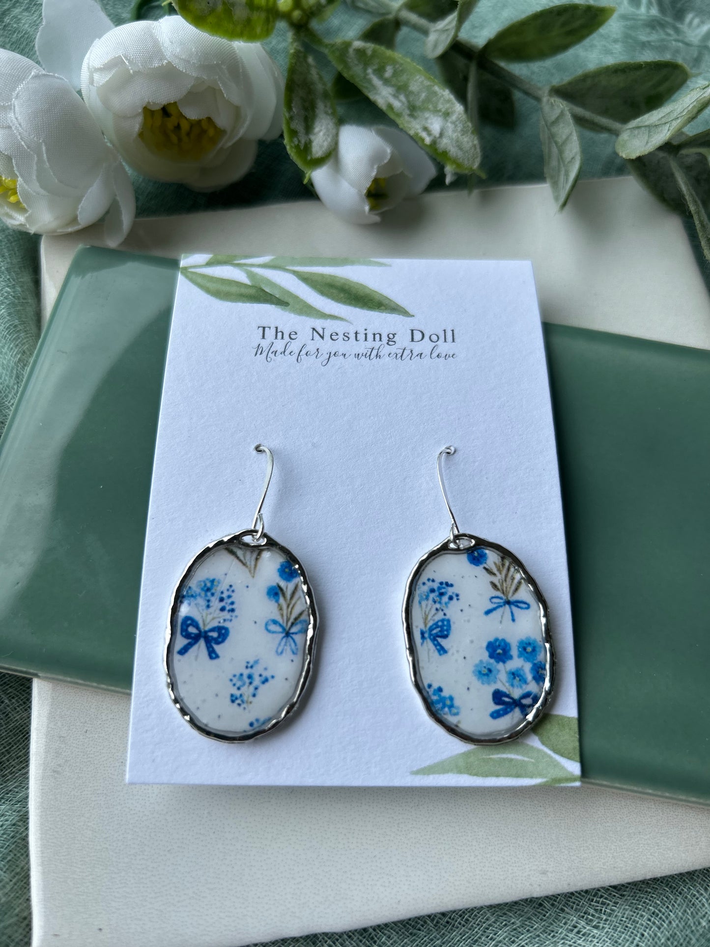 Light Blue Oval Dangle