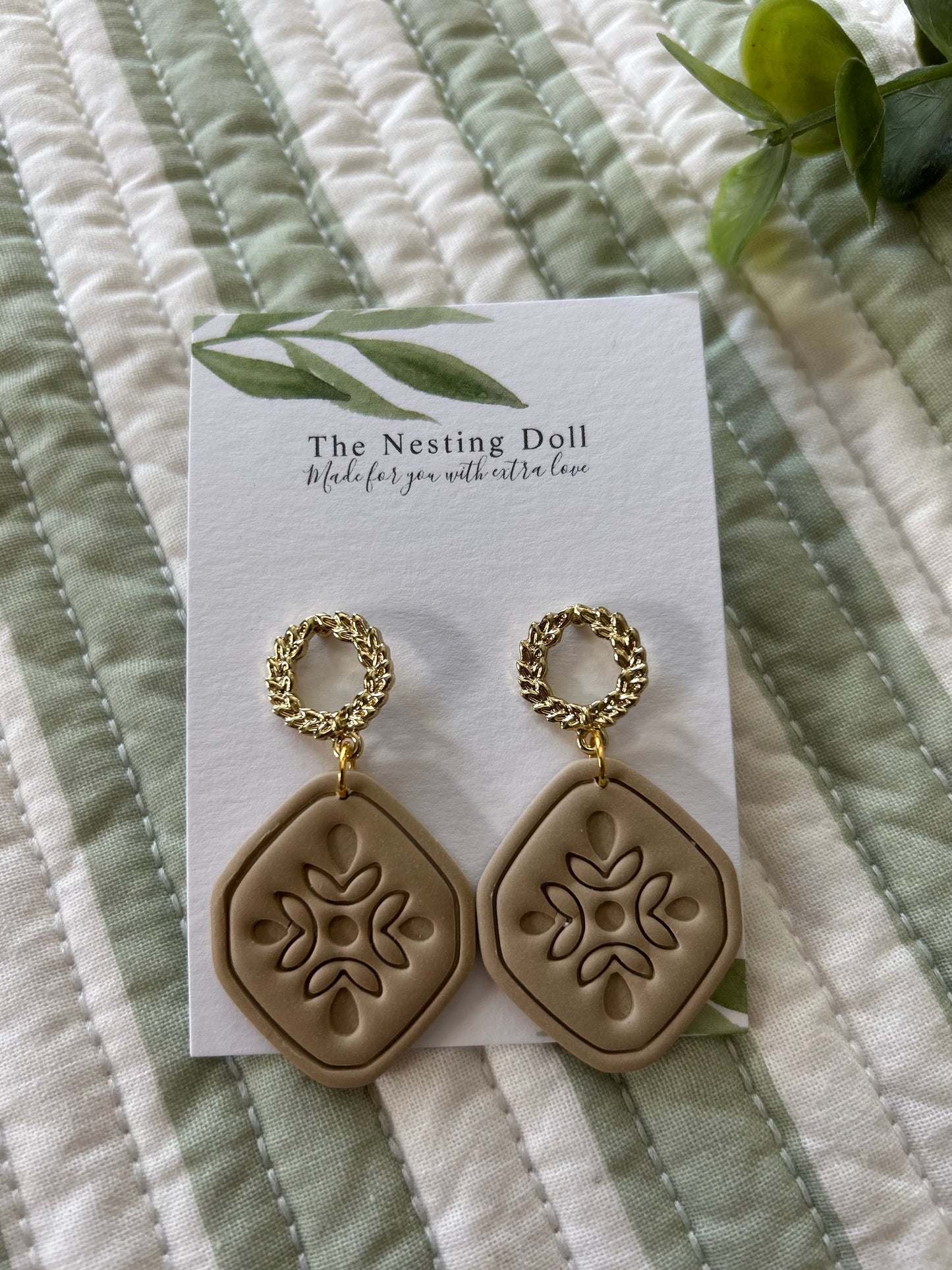 Quilted Neutral Dangles (Multiple Options)