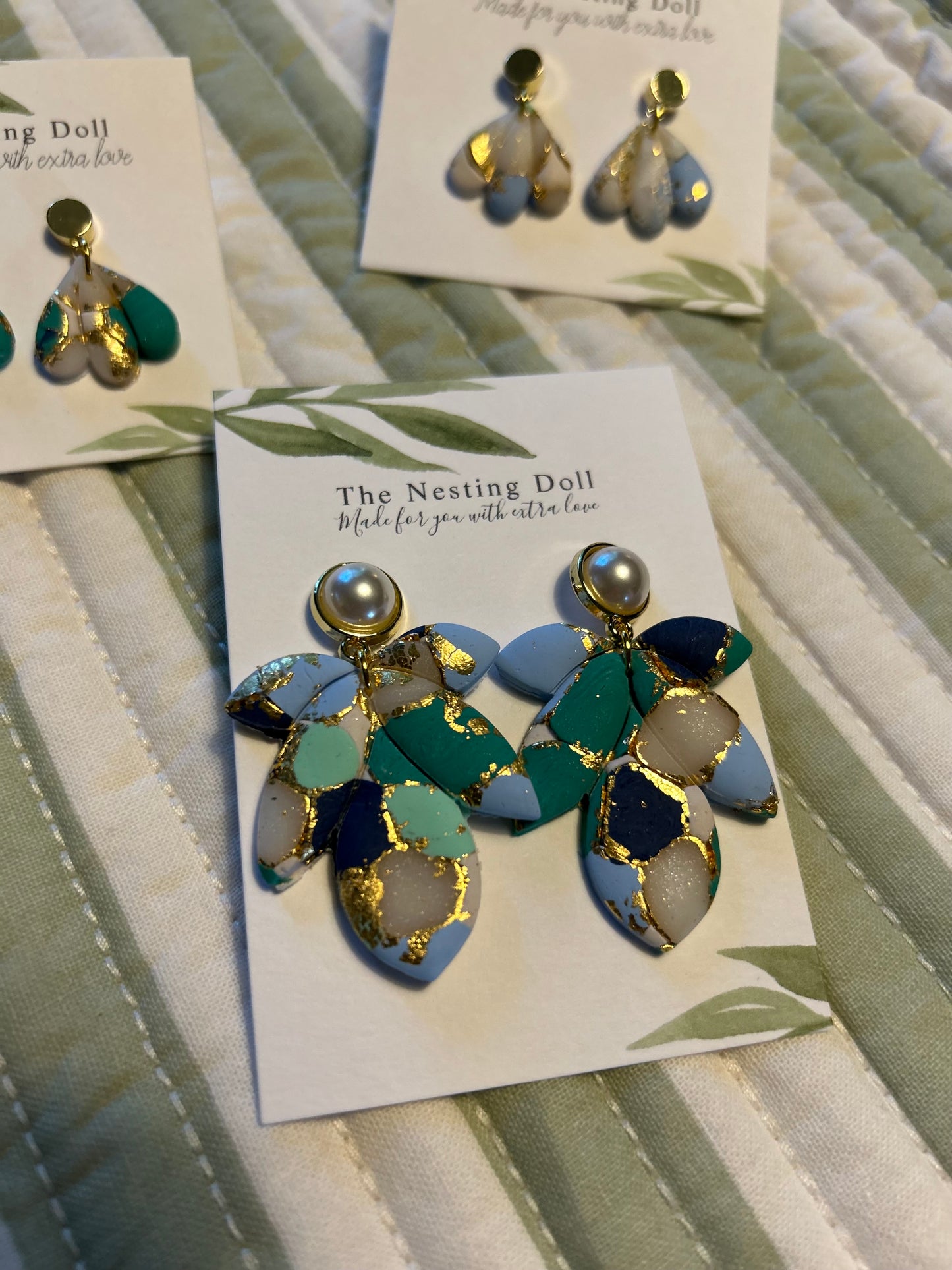 Blue Marbled Statement Dangle