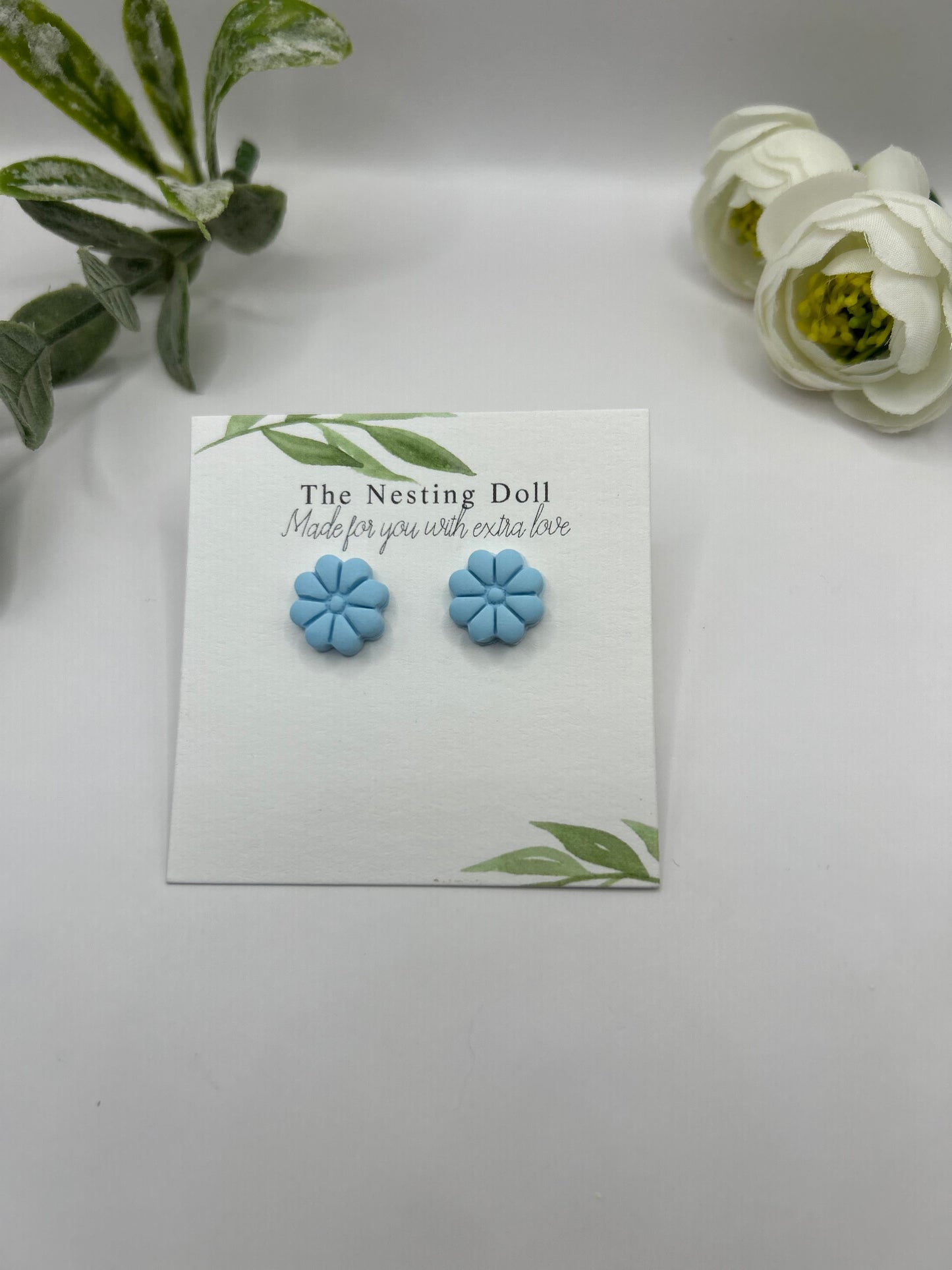 Flower Stud in Light Blue