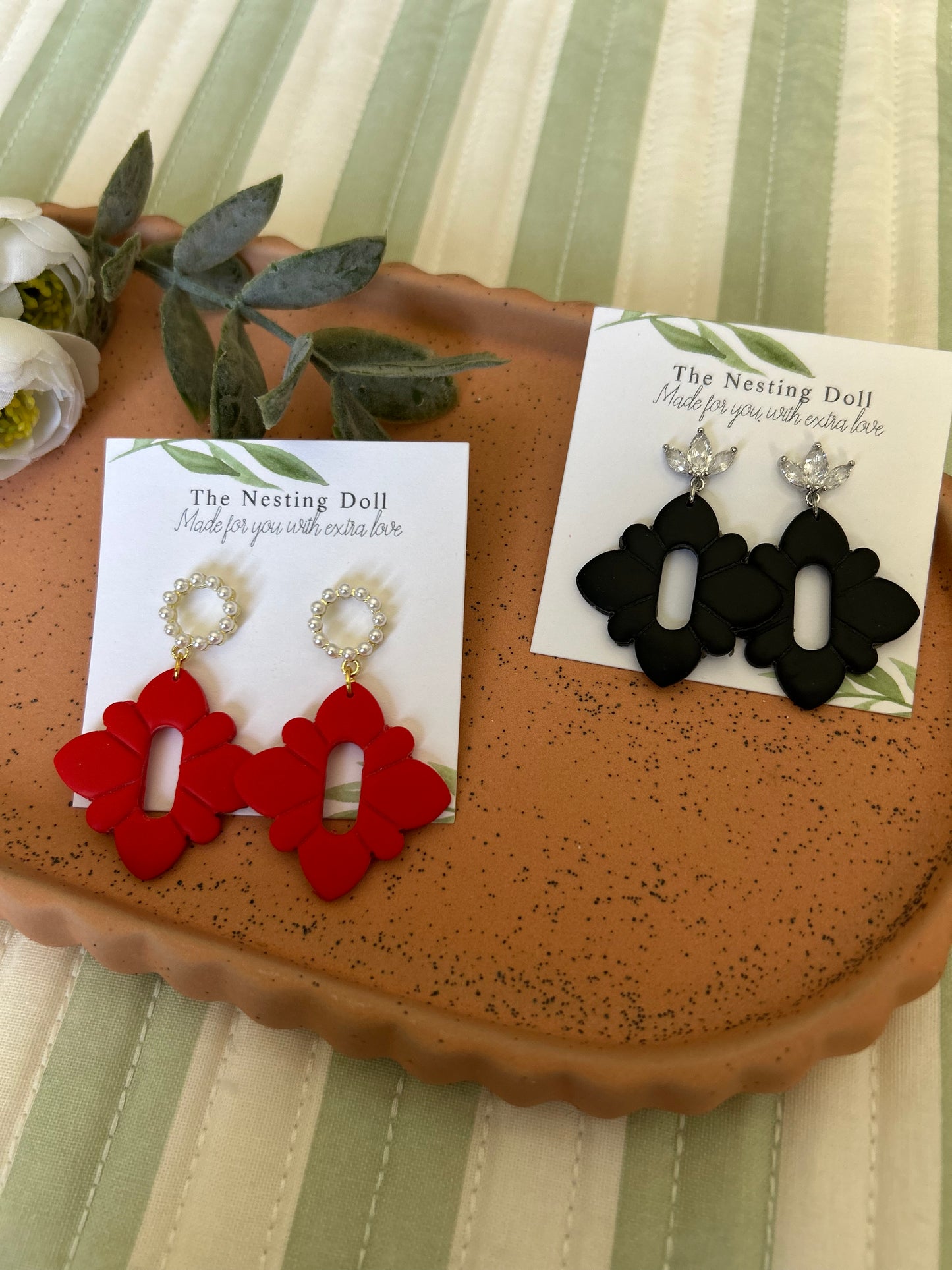 Red Pearl Top Dangles
