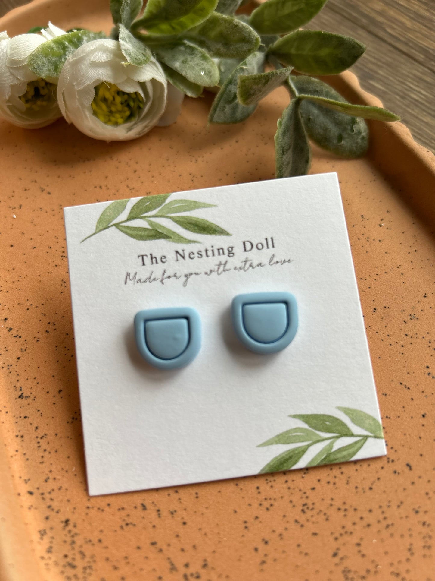 Coastal Blue Rounded Edge Stud