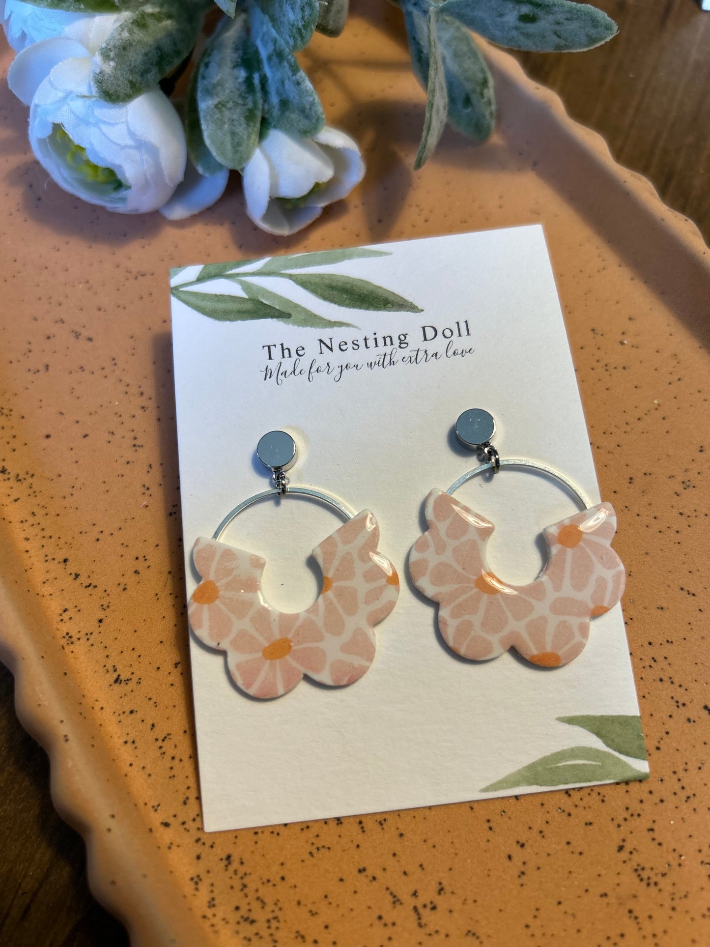Pink Flower Ring Dangles