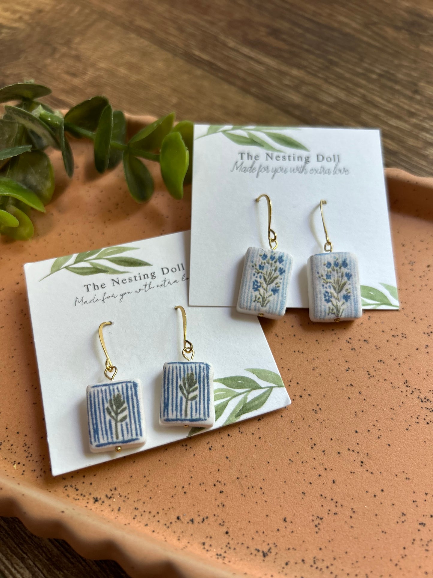Boho Floral Clay Charm Dangles