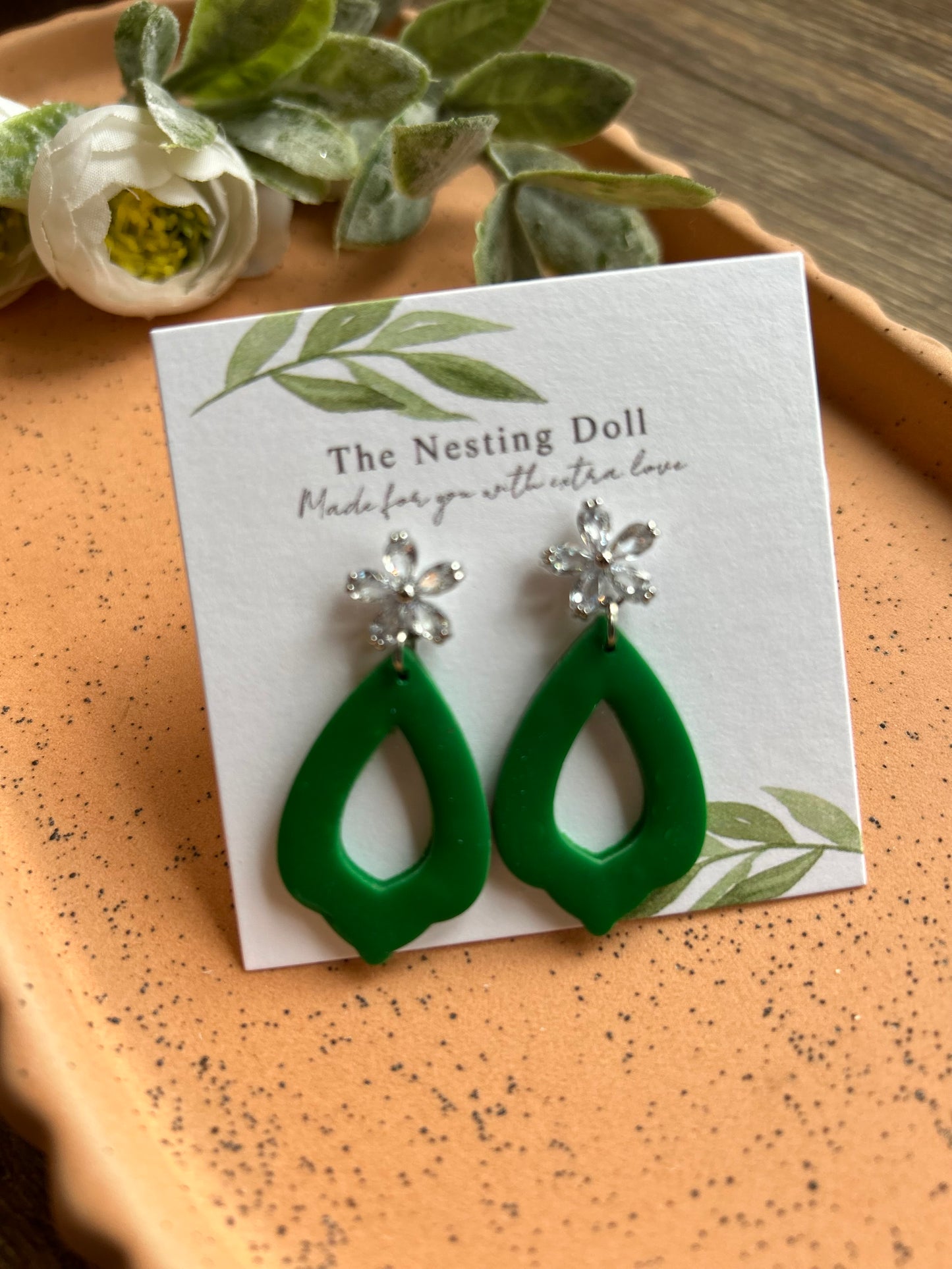 Green Teardrop Dangle