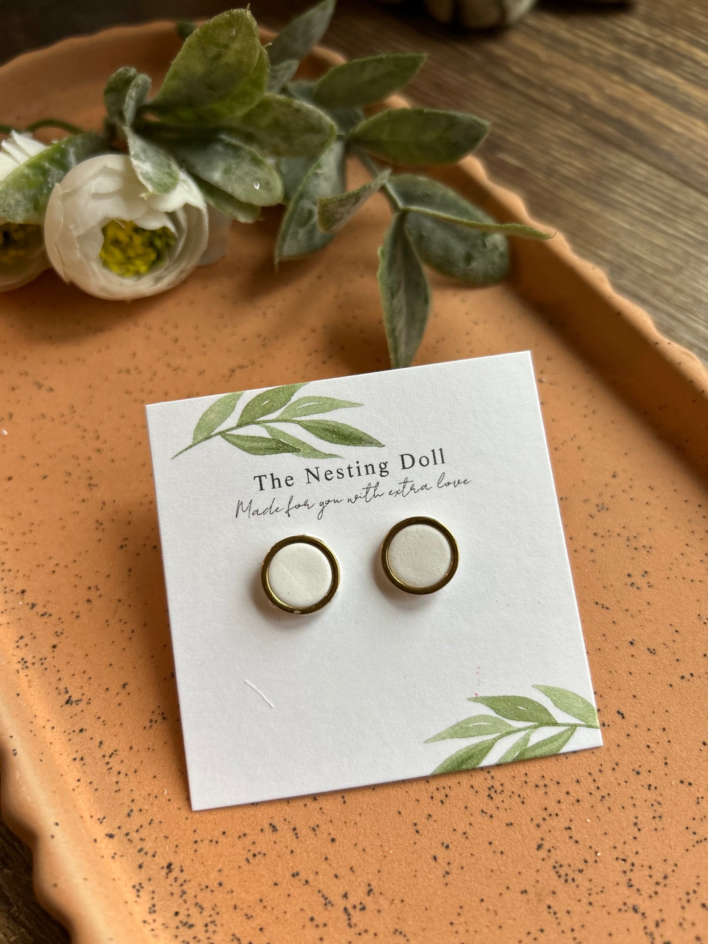 White Gold Edge Stud