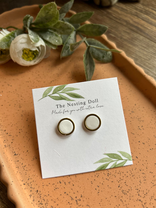 White Gold Edge Stud