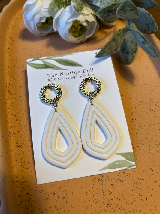 Teardrop Dangle in White