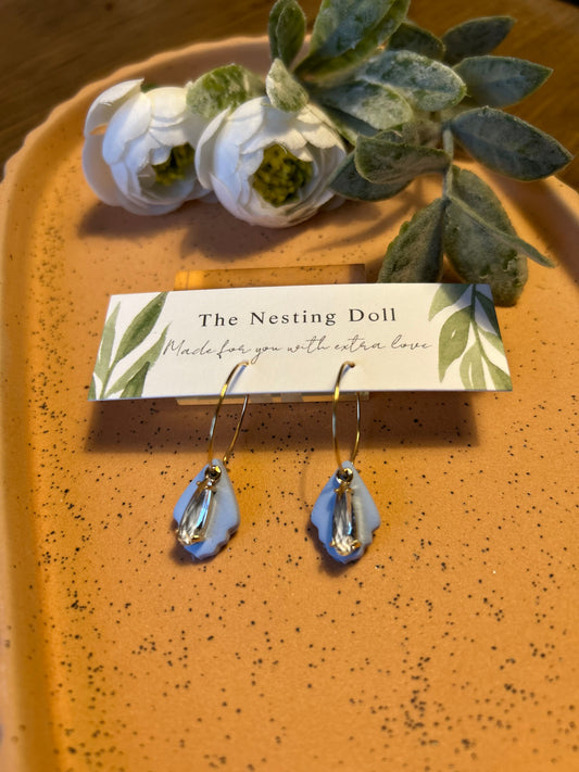 Coastal Blue Dainty Charm Hoops