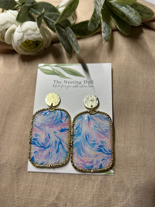 Light Blue Large Rectangle Dangle