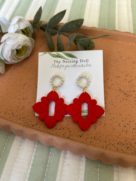 Red Pearl Top Dangles