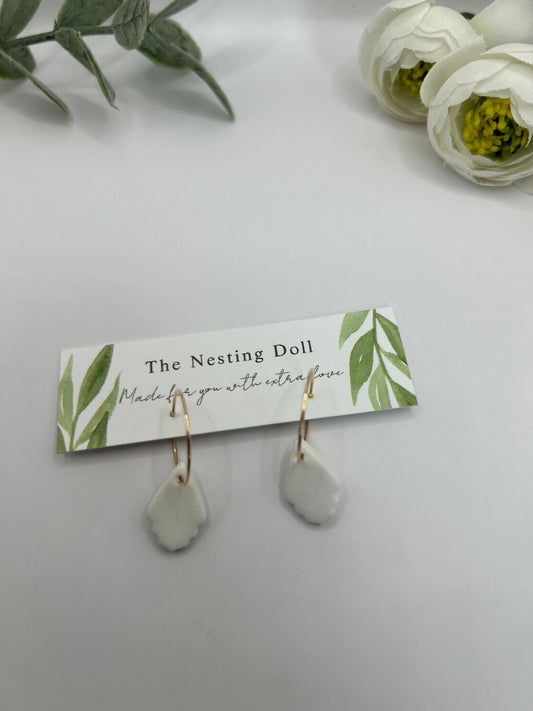 White Clay Charm Hoop Dangle
