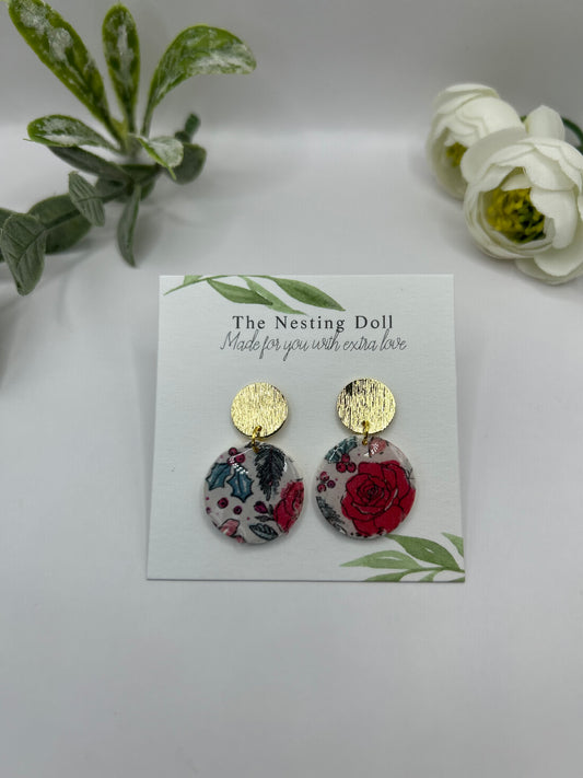 Poinsettia Print Dangles