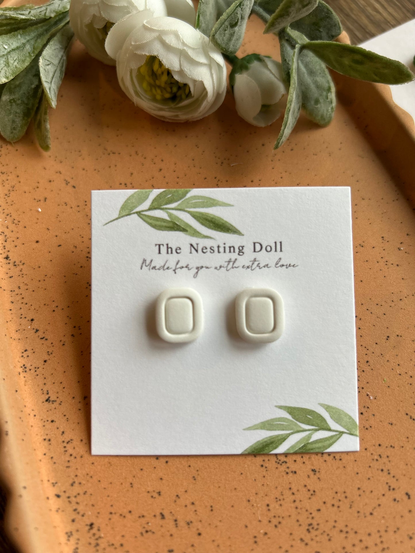 White Rectangle Stud