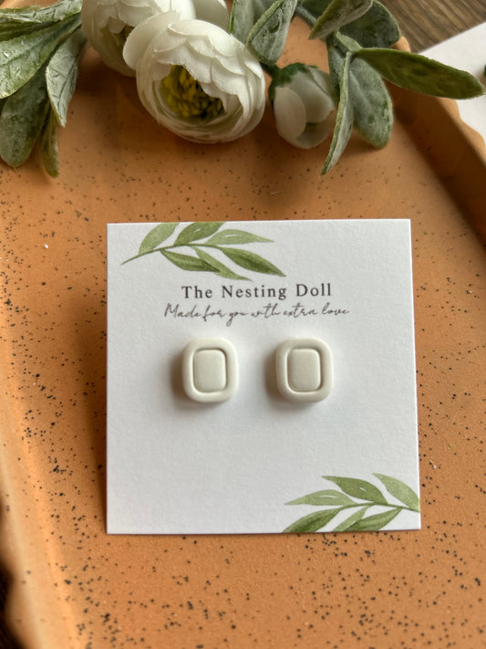 White Rectangle Stud
