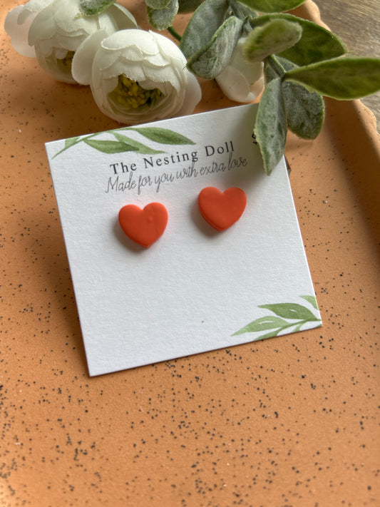 Peach Heart Studs