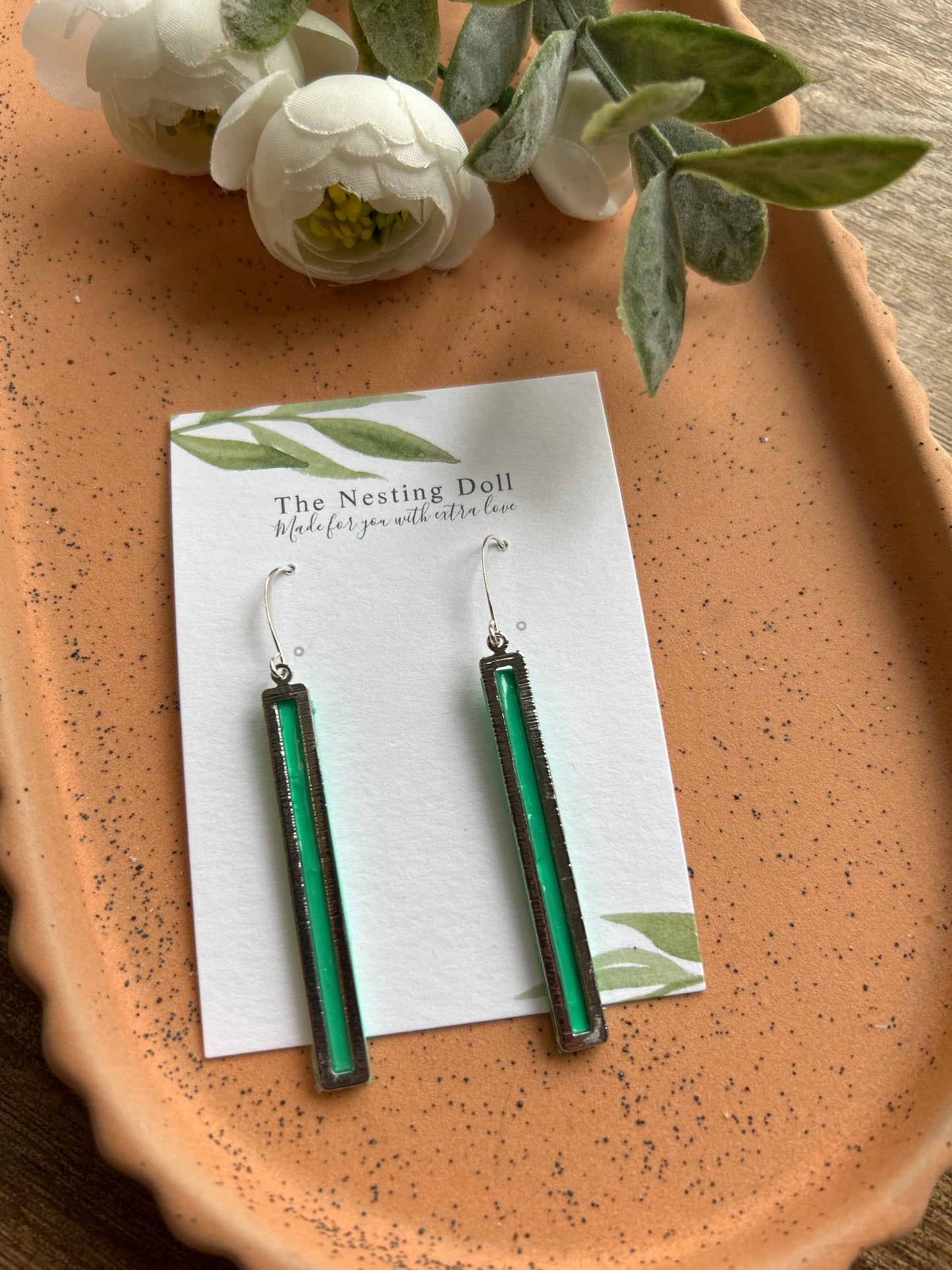Aqua Bar Dangles in Silver