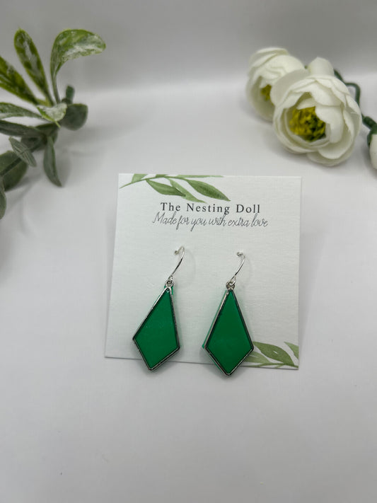 Green Diamond Dangles