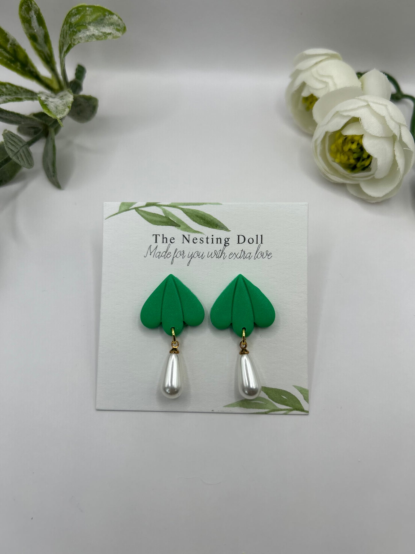 Holiday Pearl Dangle in Green