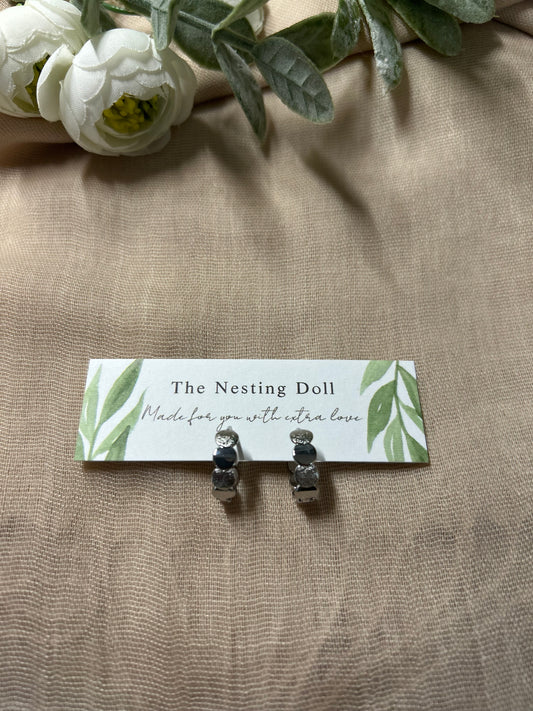 Silver Textured Hoops
