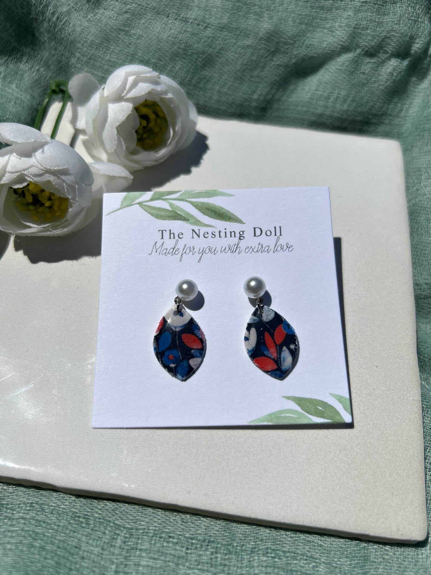 Pearl Top Floral Dangles