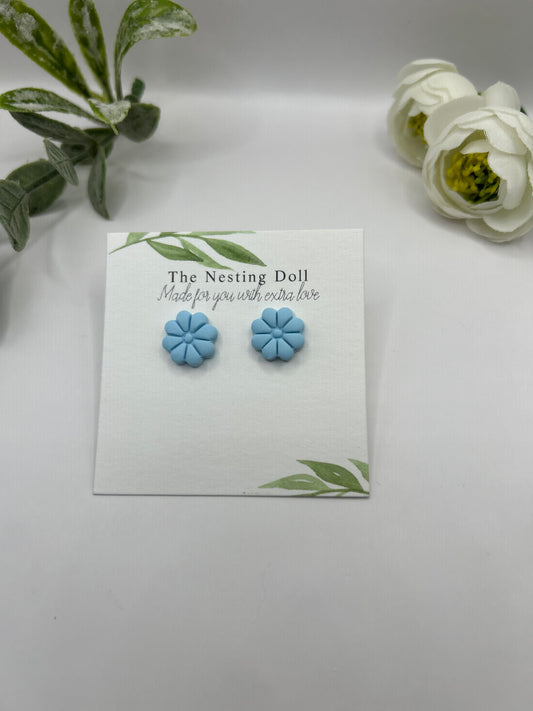 Flower Stud in Light Blue