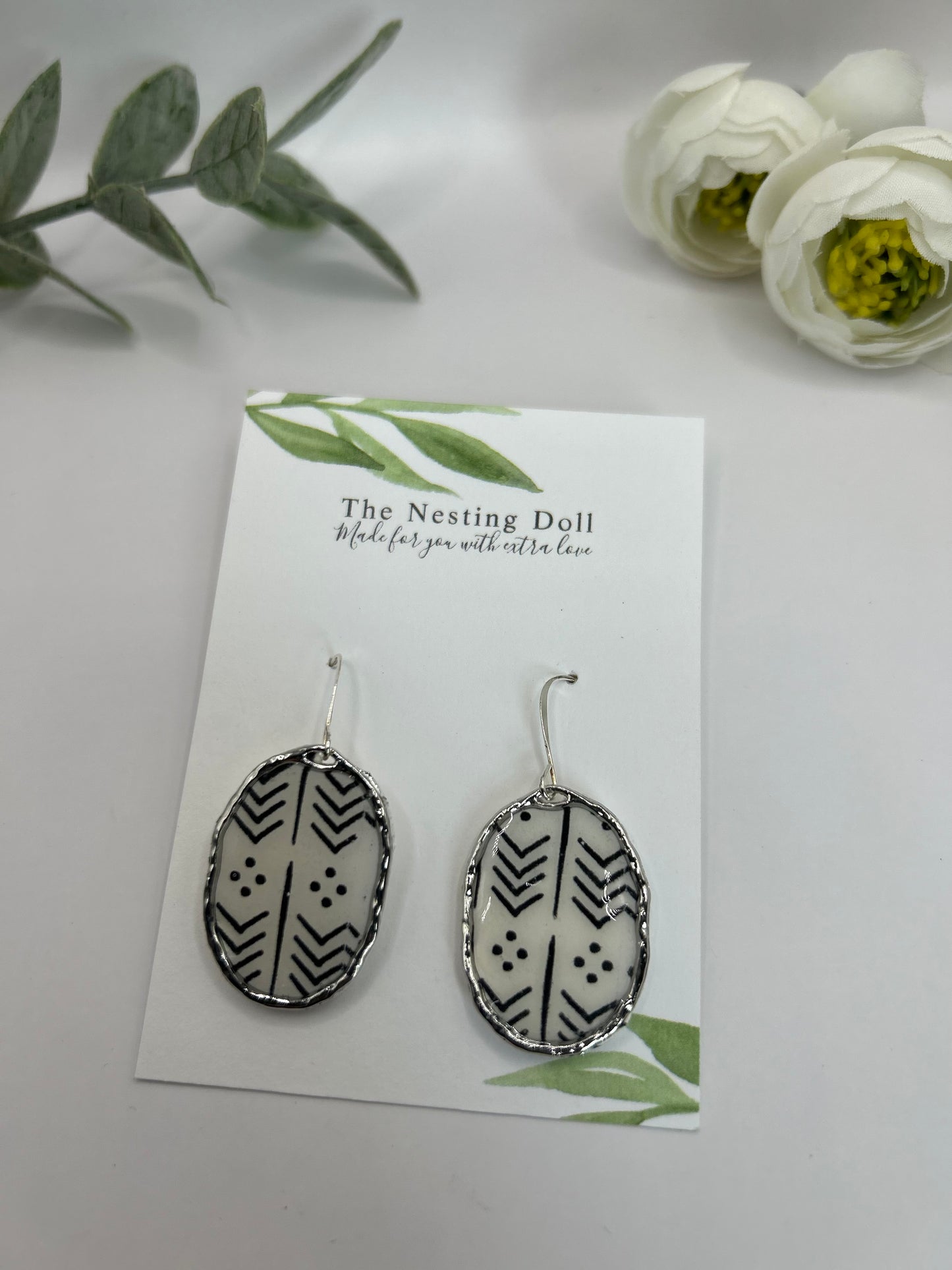 B&W Oval Dangles