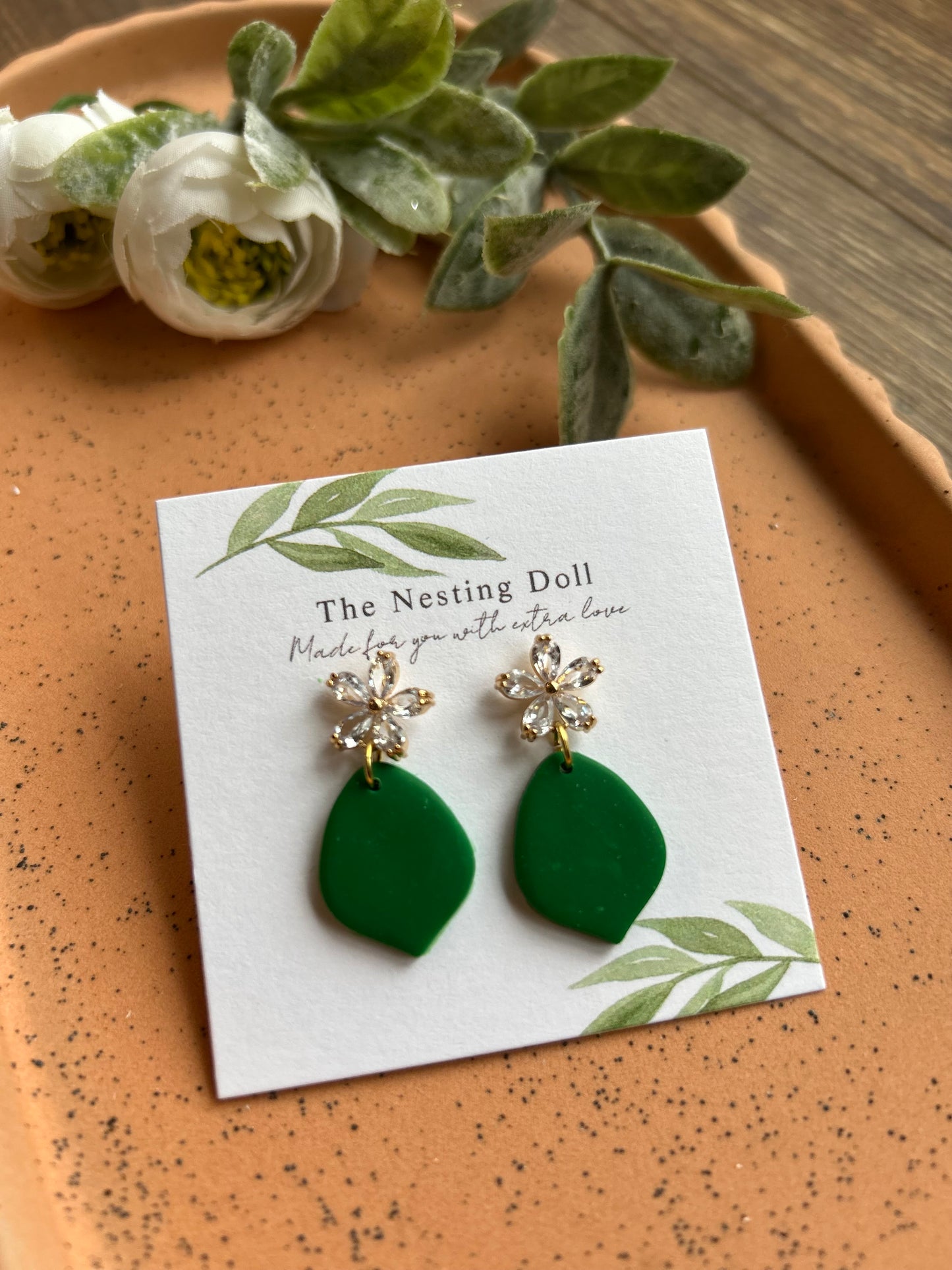 Green Flower Dangles