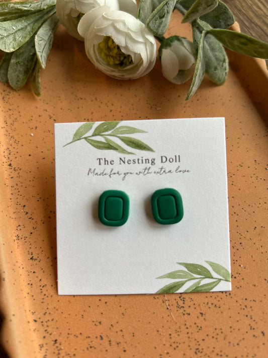 Green Rectangle Stud