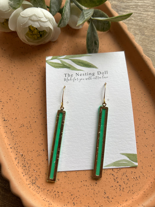 Aqua Bar Dangles in Gold