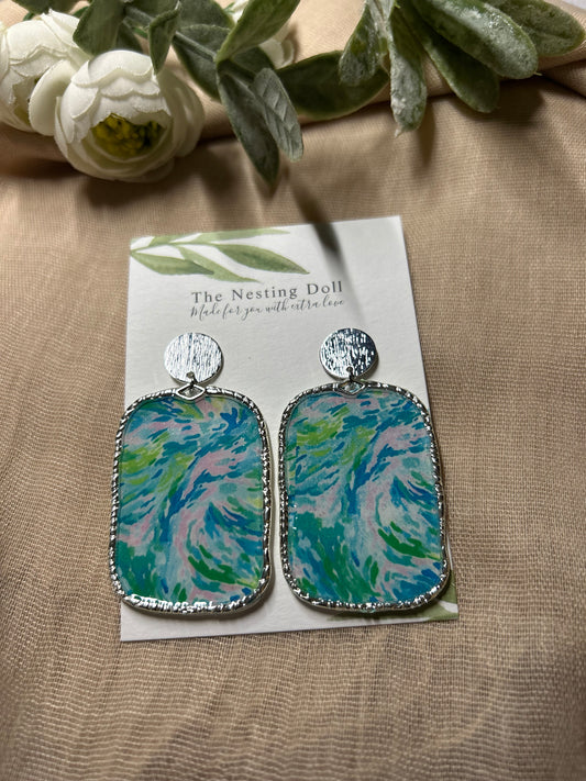 Blue Large Rectangle Dangle