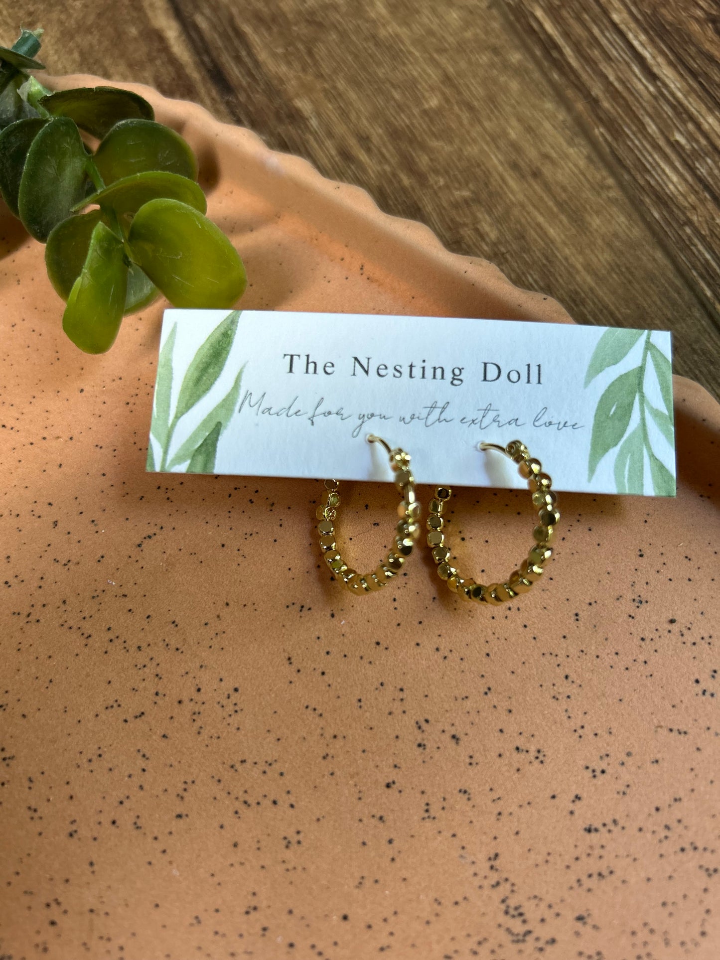 Beaded Hoops in Gold