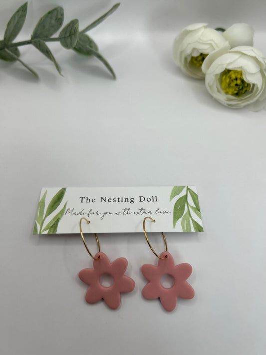 Pink Flower Child Hoops
