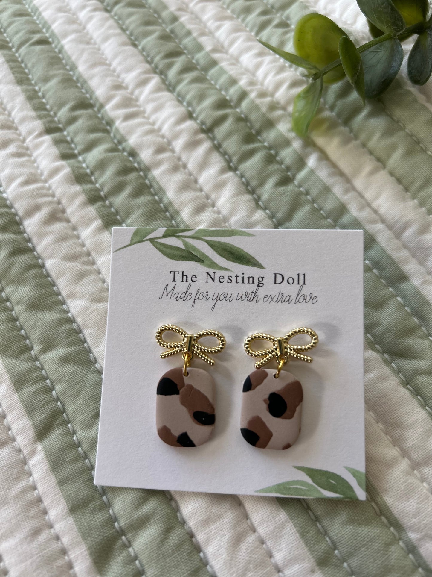 Leopard Bow Dangles