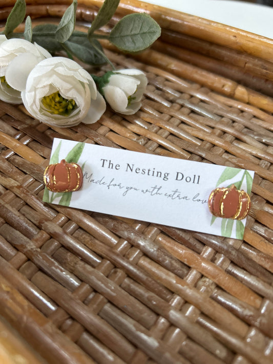 Antiqued Pumpkin Studs