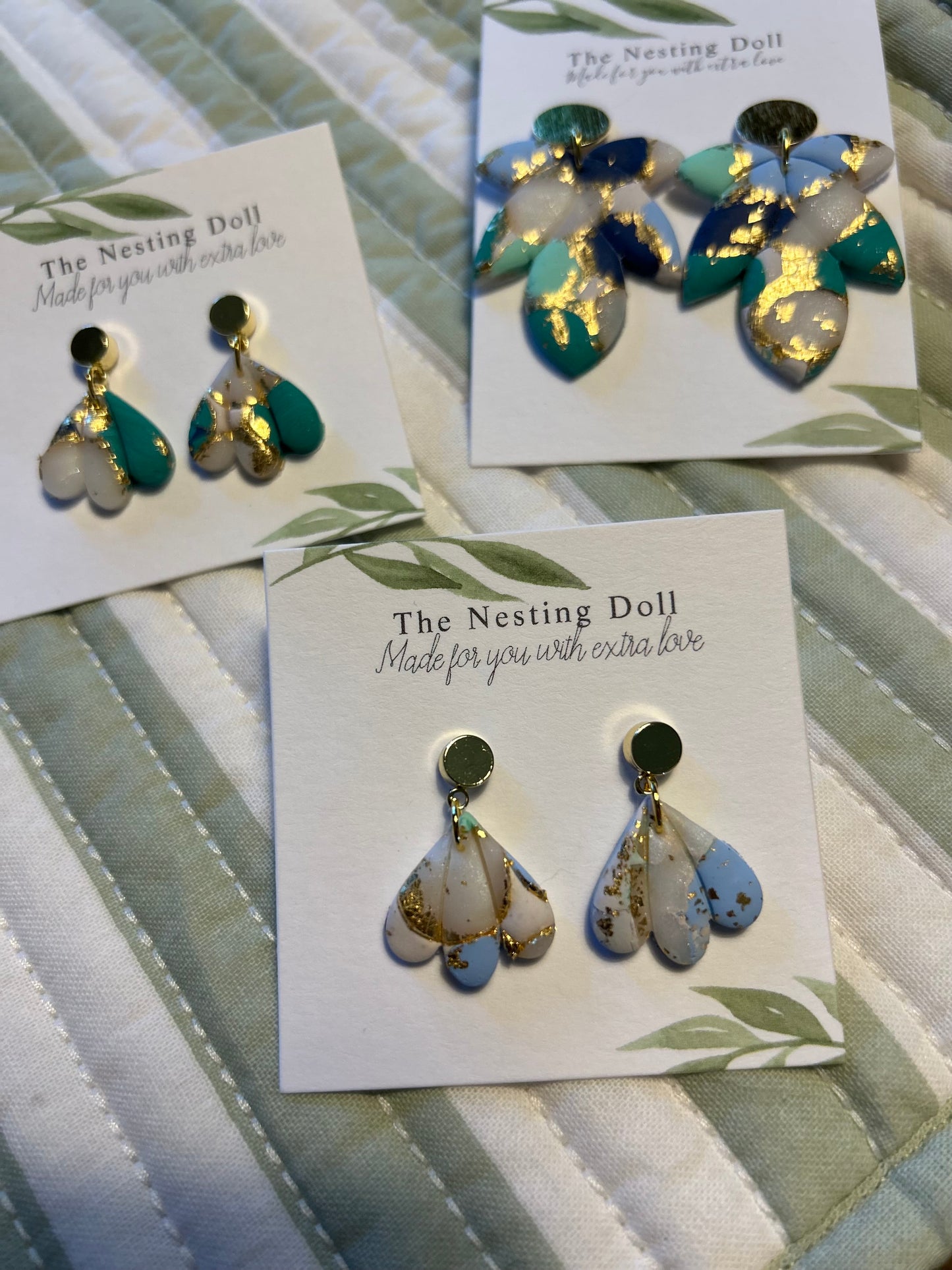 Blue Marbled Scalloped Dangle 2