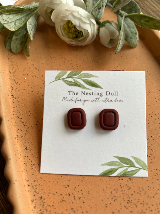 Wine Red Rectangle Stud