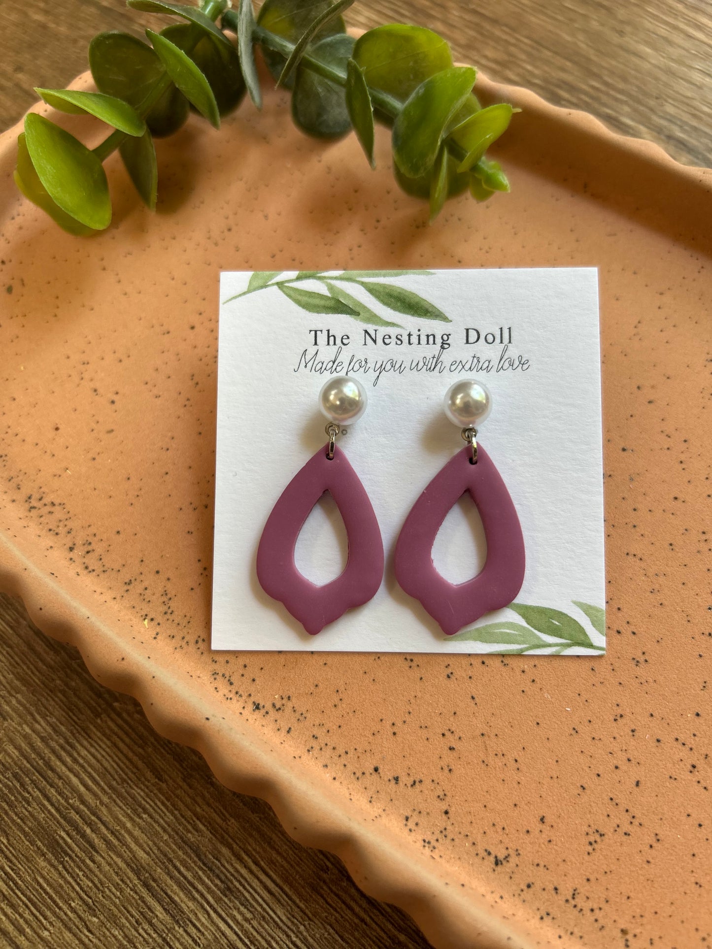 Purple Pearl Teardrop Dangles
