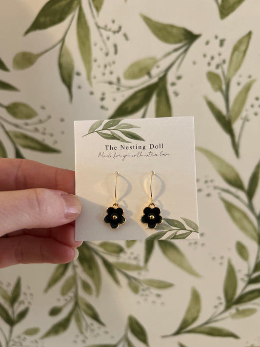 Dainty Flower Dangles (white or black)