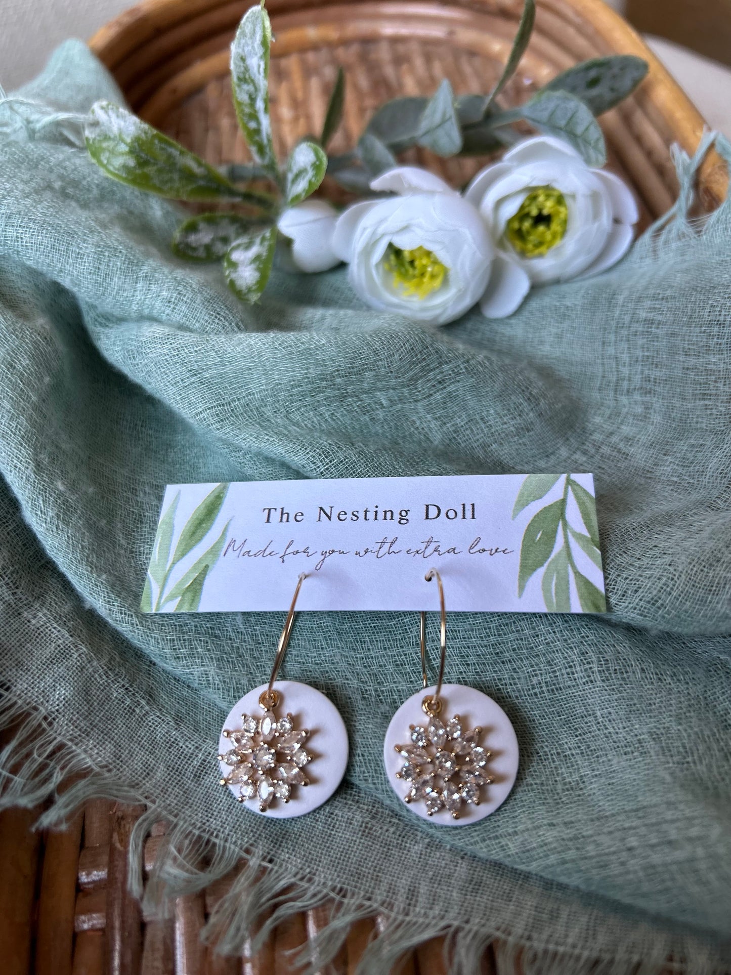 Charm Hoop Dangles in White