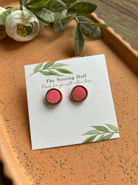 Coral Gold Edge Stud