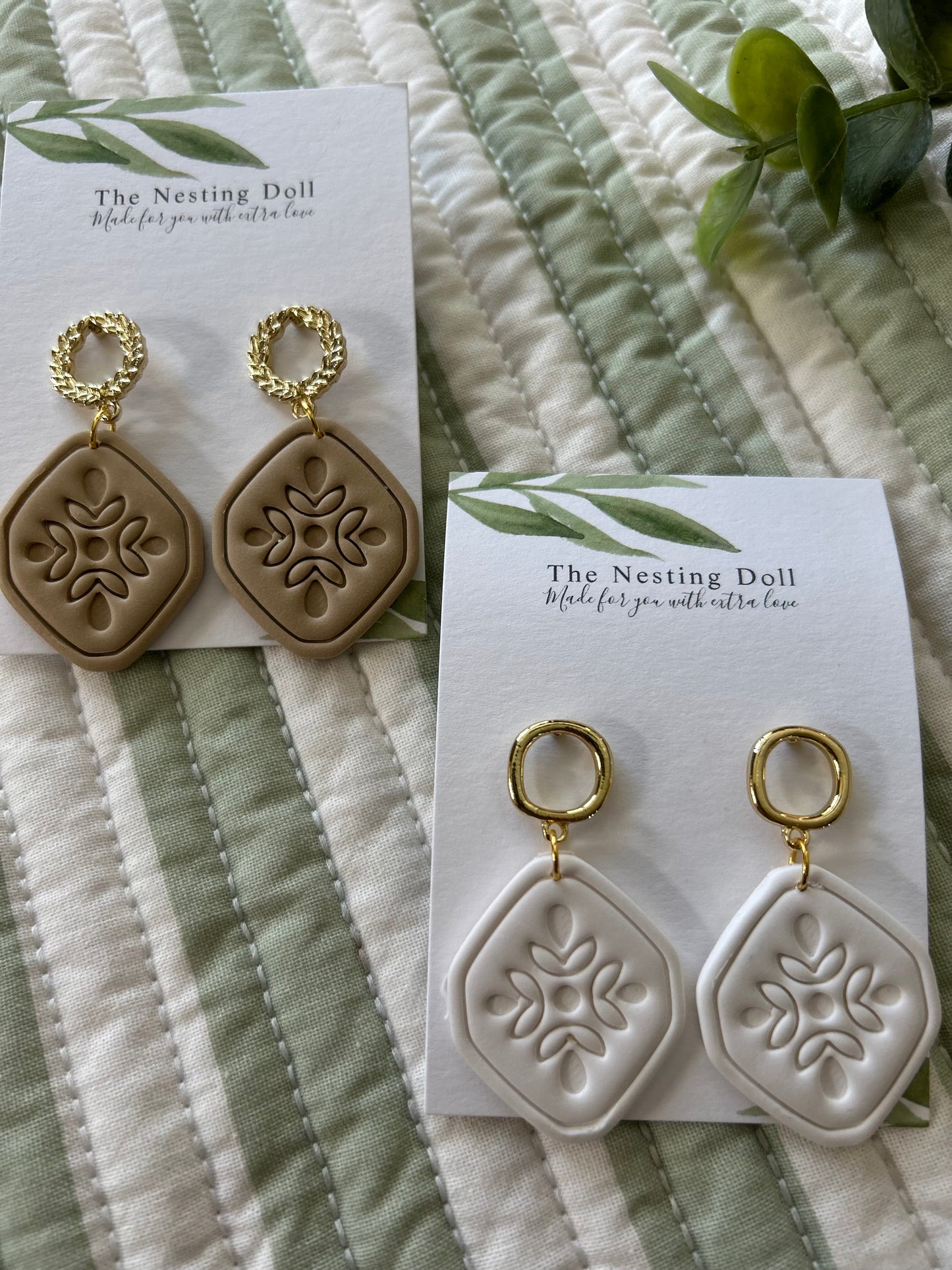 Quilted Neutral Dangles (Multiple Options)