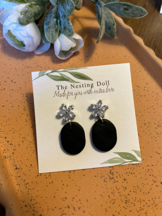 Flower Top Oval Dangle