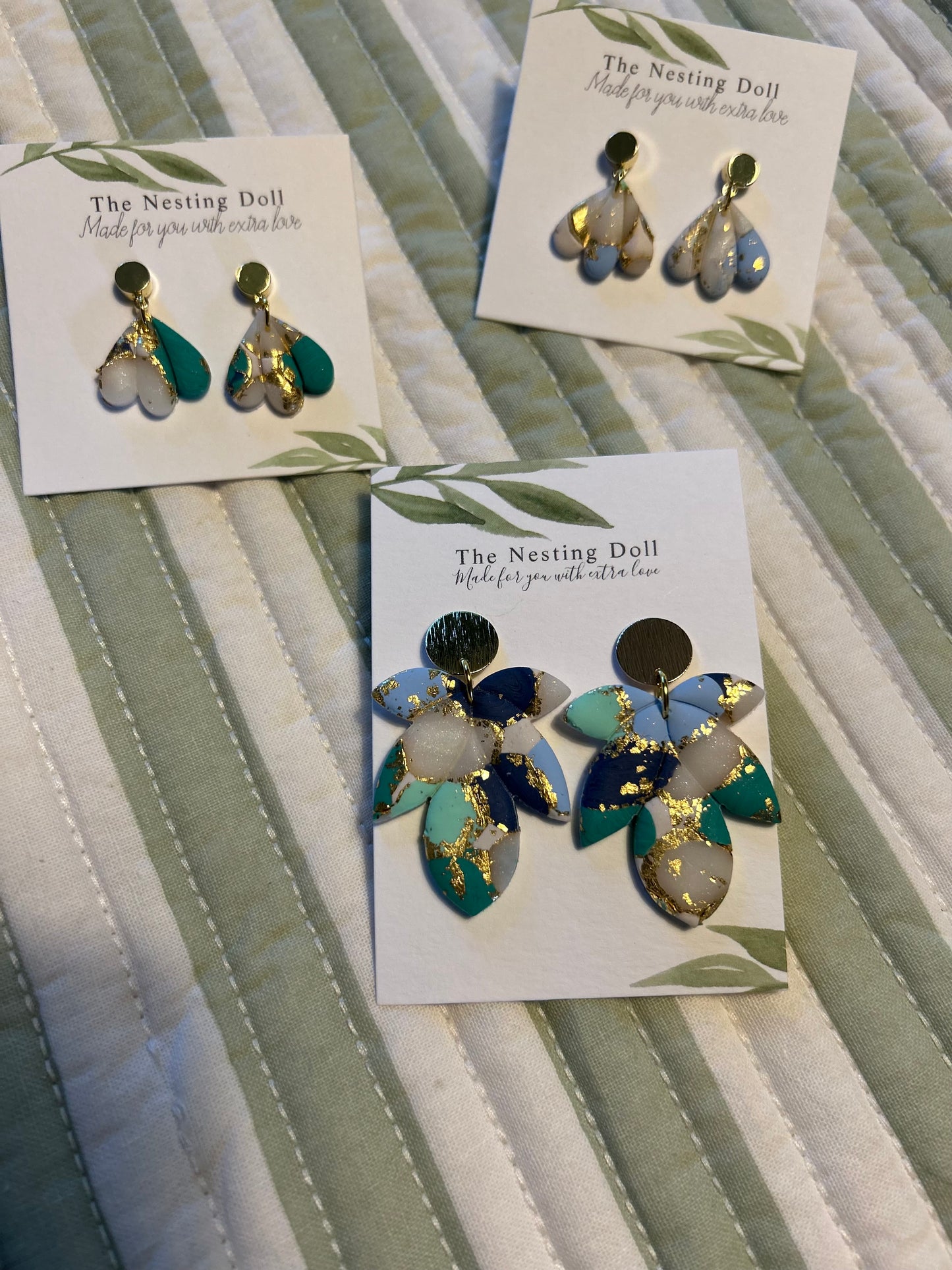 Blue Marbled Statement Dangle 3