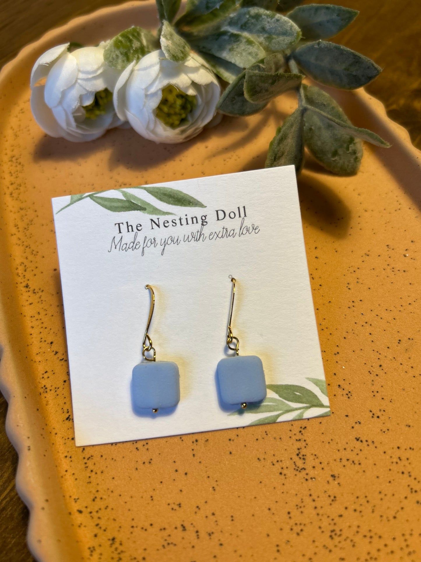 Coastal Blue Square Bead Dangle