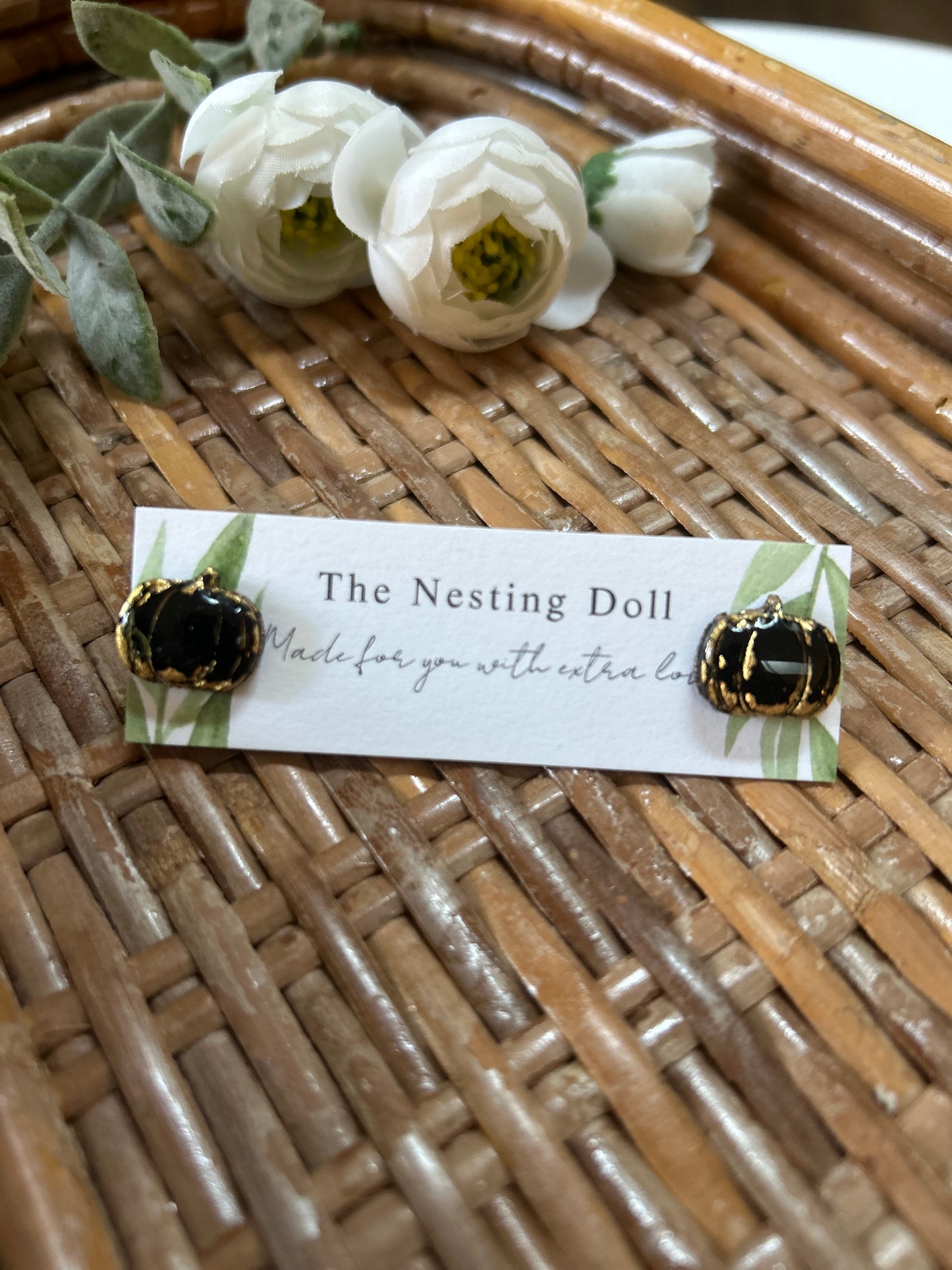 Antiqued Pumpkin Studs