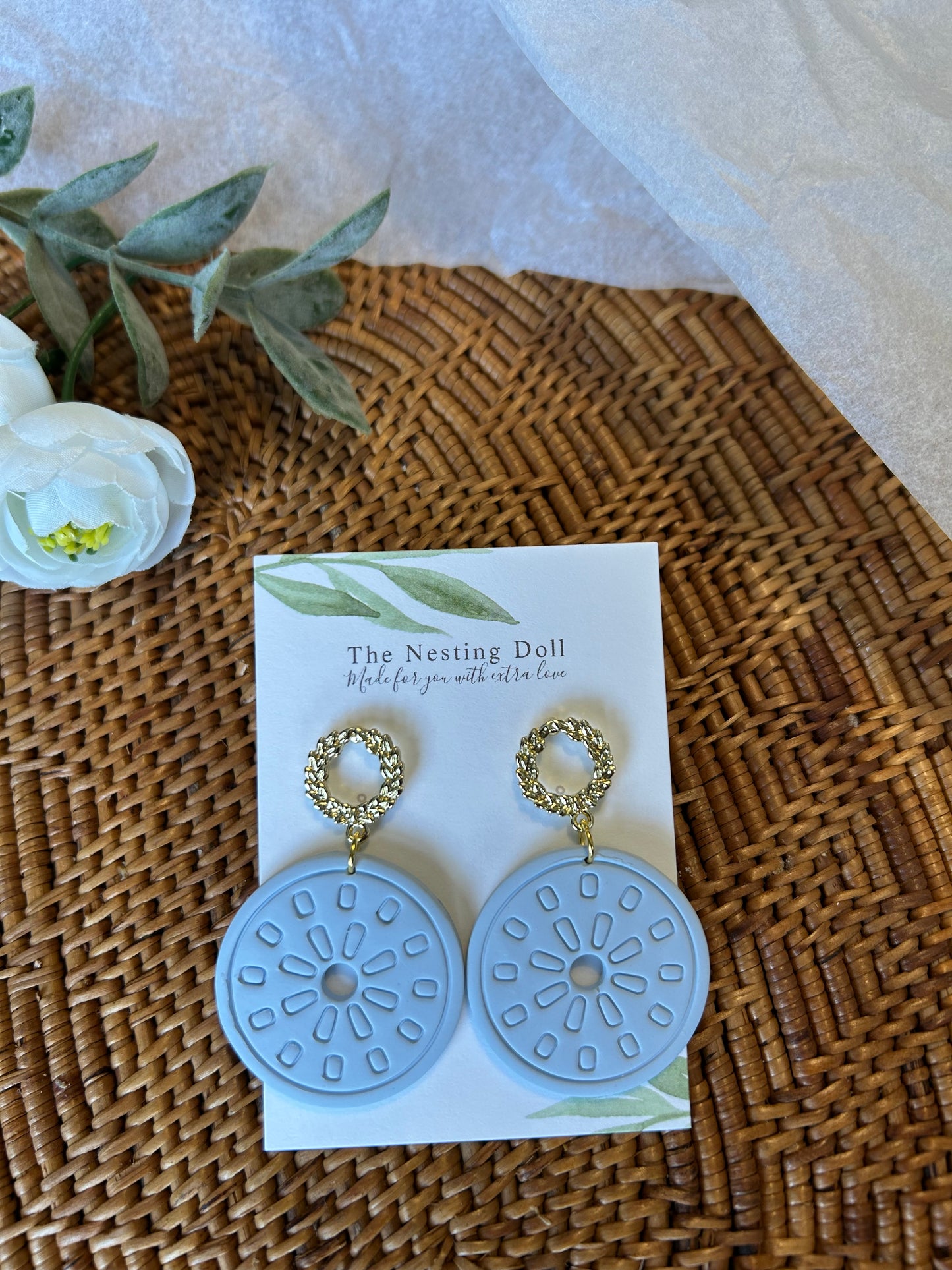 Light Blue Circle Wreath Dangle